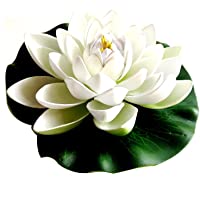 Sixlus - Figura decorativa flotante de espuma blanca de loto para pecera
